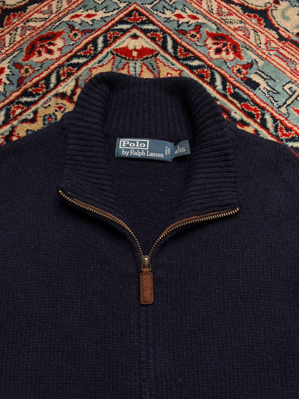 Polo Ralph Lauren Navy Blue 90/10 Merino Wool/Rabbit Hair Full Zip Cardigan
