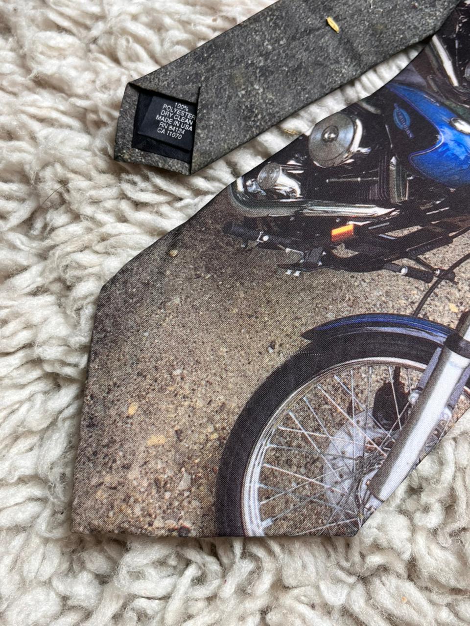 Vintage 1996 Ralph Marlin Harley-Davidson Photographic Motorcycle Line-Up Tie