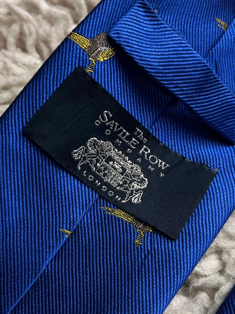 Savile Row Company London Royal Blue Embroidered Silk Pheasant Tie