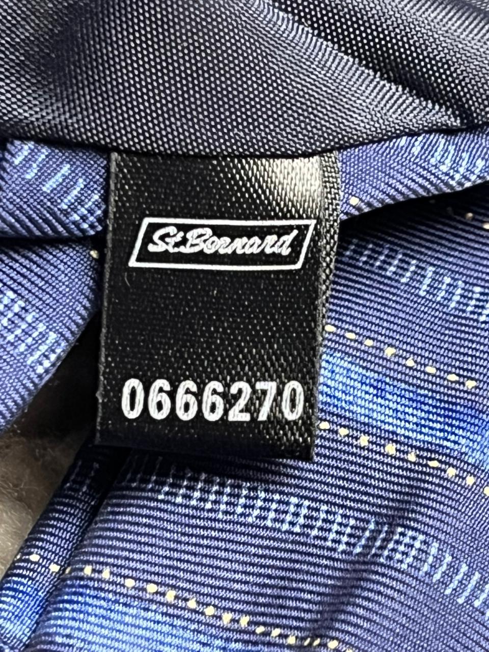 St Bernard Blue Navy Horizontal Textured Stripe Dotted Silk tie