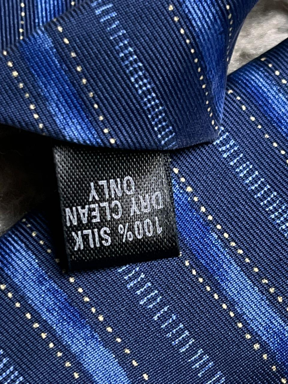 St Bernard Blue Navy Horizontal Textured Stripe Dotted Silk tie