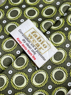 Fabio Wear Olive Green Retro Geometric Circle Pattern Silk Blend Mens Tie