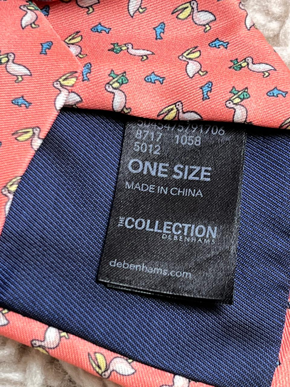 The Collection Debenham Salmon Pink Pelican Fish Novelty Animals Pattern Polyester Tie