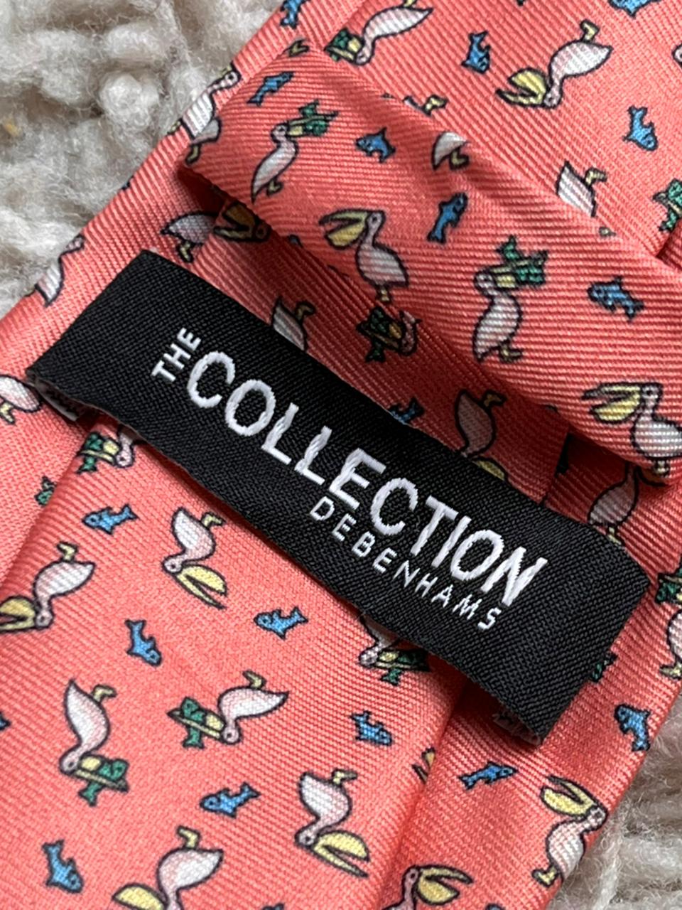 The Collection Debenham Salmon Pink Pelican Fish Novelty Animals Pattern Polyester Tie