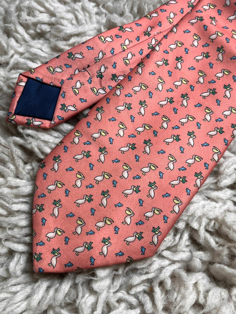 The Collection Debenham Salmon Pink Pelican Fish Novelty Animals Pattern Polyester Tie