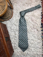 Zucci Teal Green Red Geometric Dot Woven Silk Handmade In Italy Mens Luxury Tie