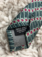 Zucci Teal Green Red Geometric Dot Woven Silk Handmade In Italy Mens Luxury Tie