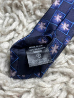Next Navy Blue Lavender Pink Floral Box Pattern Professional 100% Silk Mens Tie