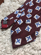 Westbrook Fine Tailoring Burgundy Blue Silver Diamond Floral 100% Silk Mens Tie