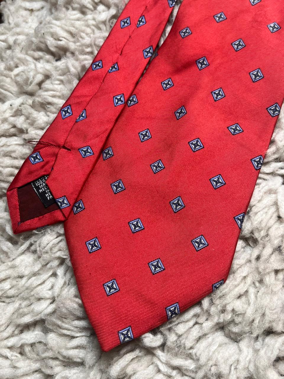 Angelo Bosani Tie Rack Red Blue Diamond Geometric 100% Silk Italian Made Tie