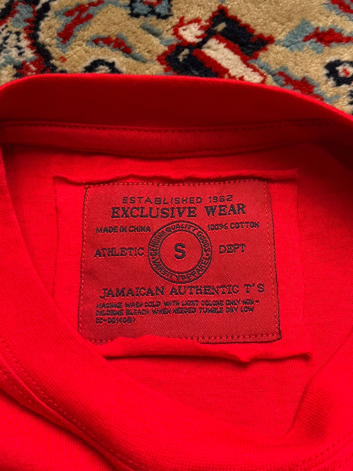 Jamaican Authentic Red Embroidered TEE