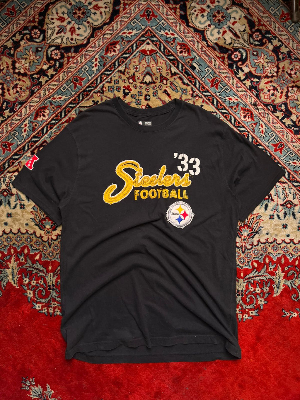 NFL Team Apparel Pittsburgh Steelers Black Football Graphic TEE