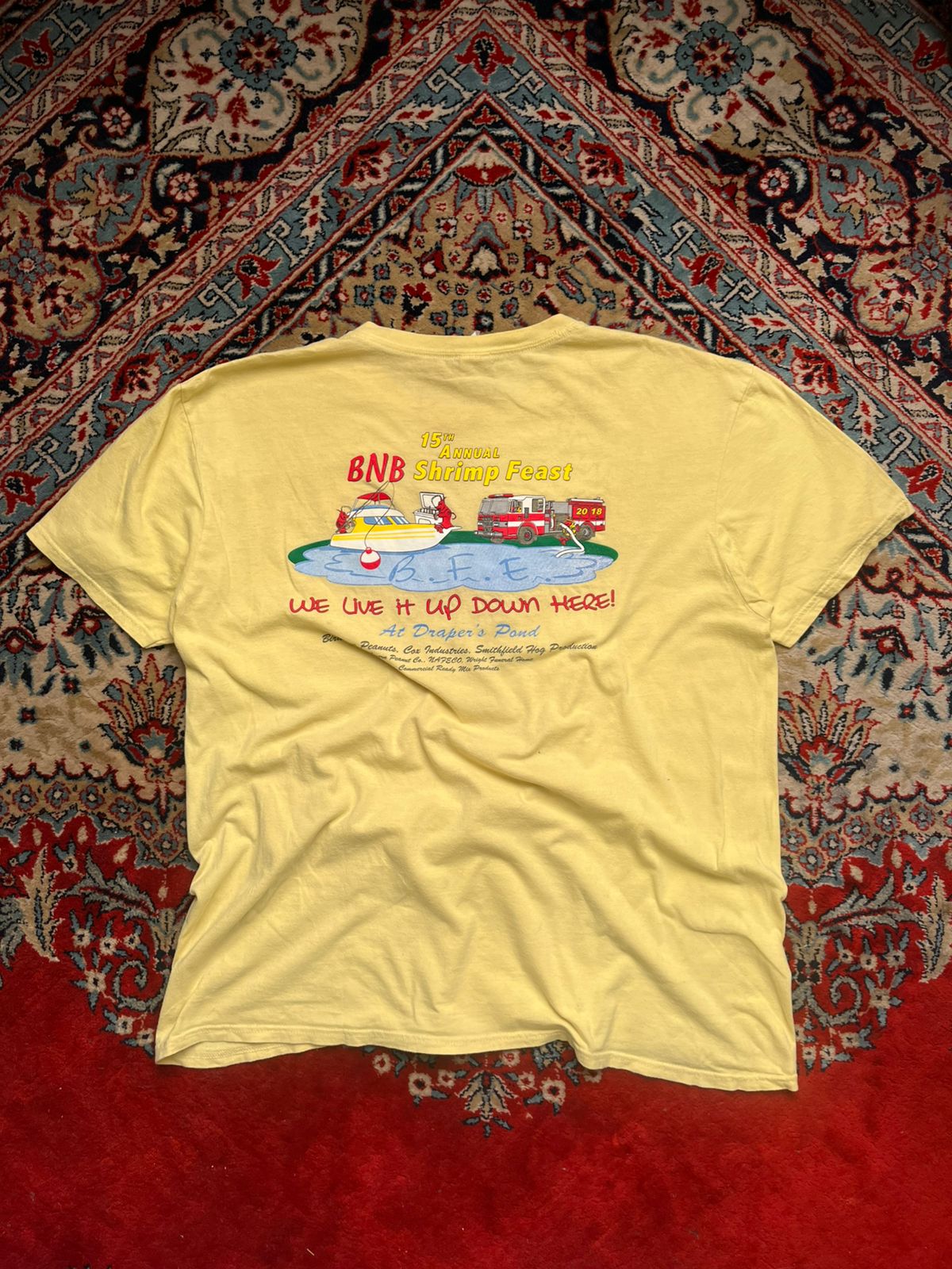 Gildan Softstyle Ring Spun Yellow BNB Shrimp Feast Graphic TEE