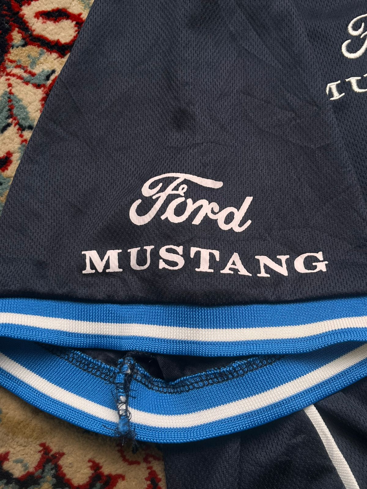 Ford Mustang Racing Performance Polo Navy Blue Mesh TEE