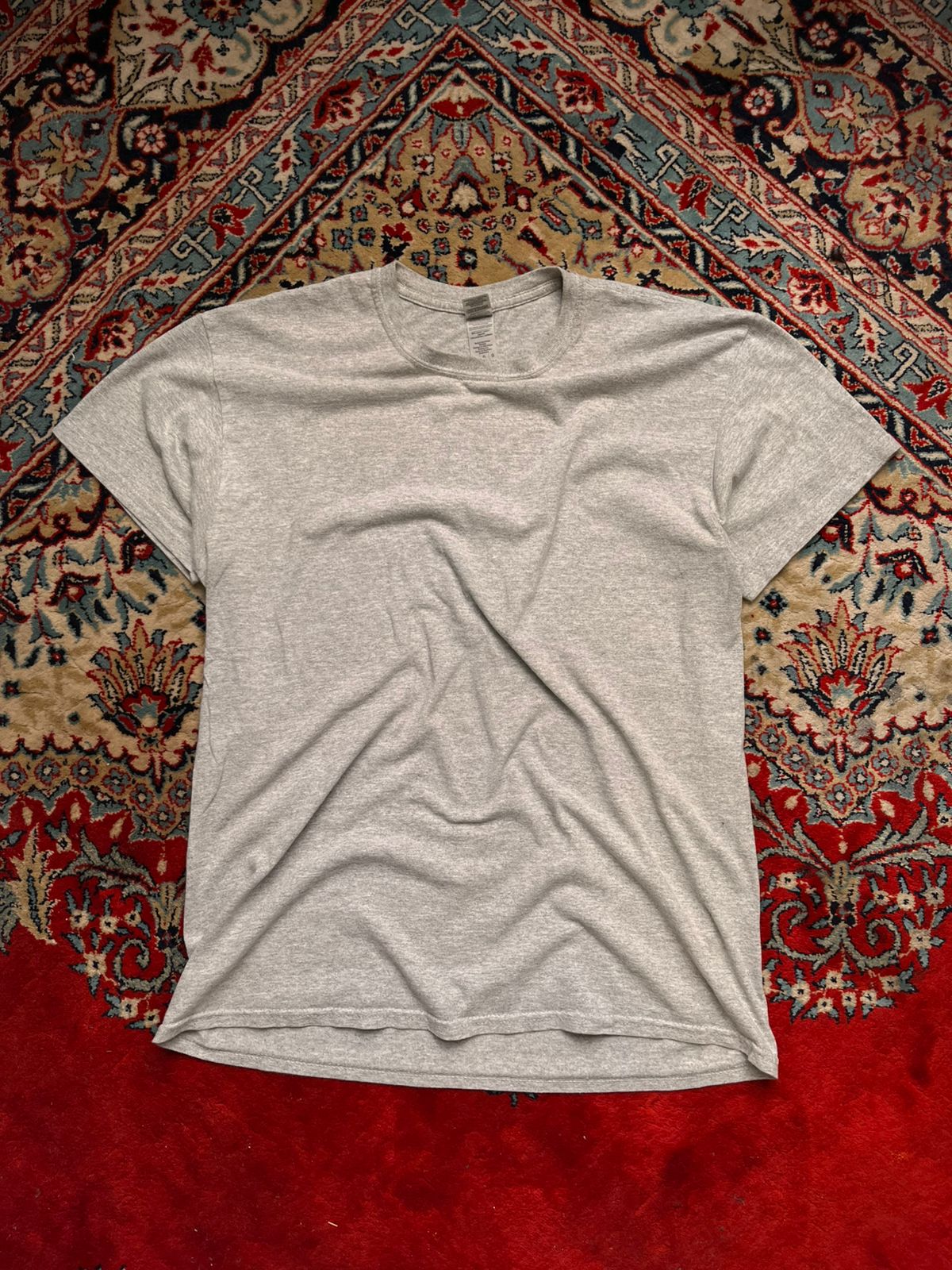 VINTAGE Gildan Heavy Cotton Plain Heather Grey TEE