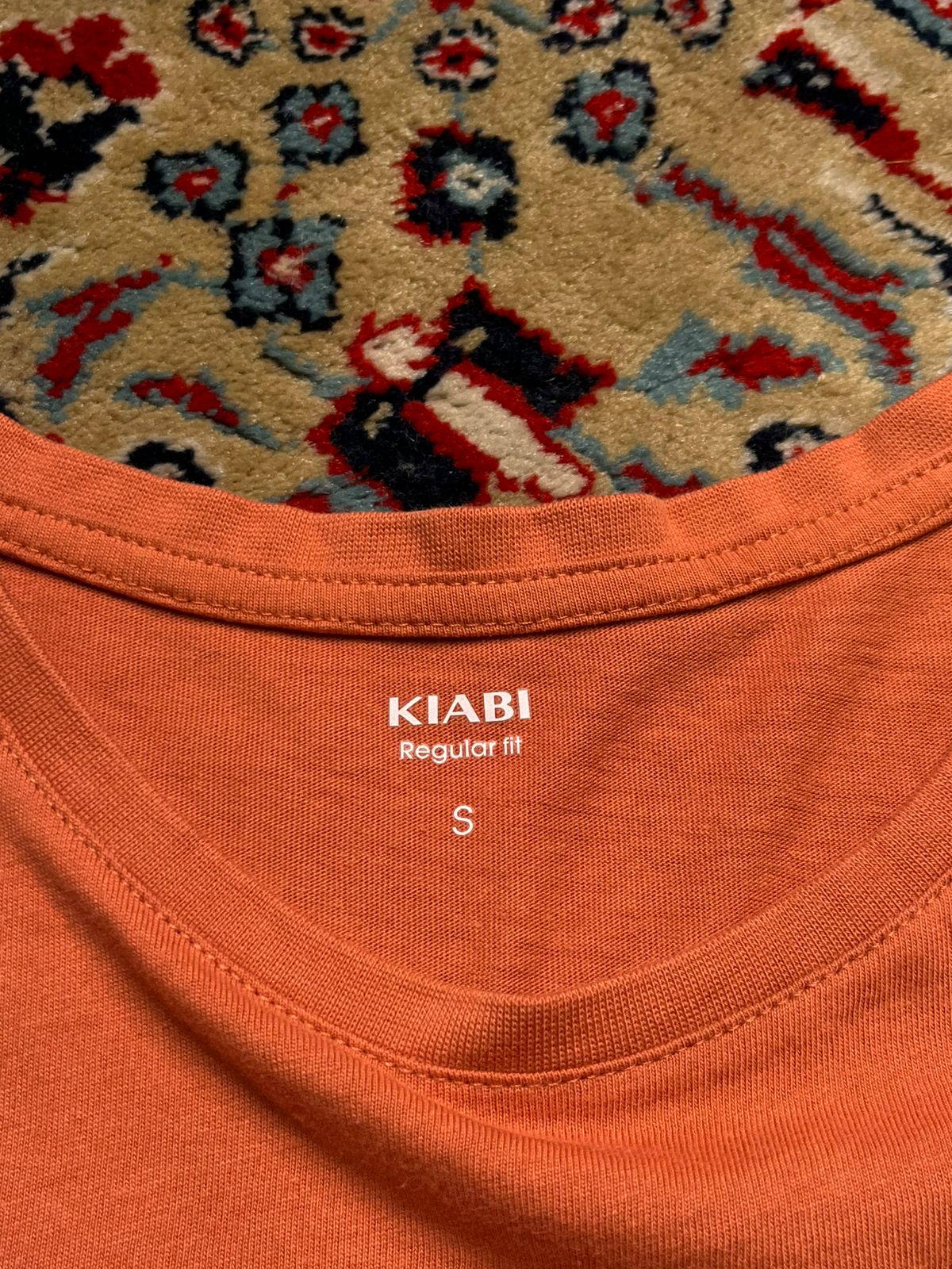 Kiabi Regular Fit Solid Orange Crew Neck TEE