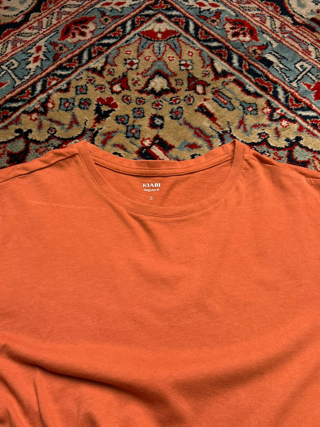 Kiabi Regular Fit Solid Orange Crew Neck TEE