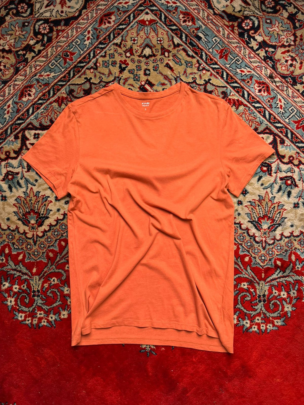 Kiabi Regular Fit Solid Orange Crew Neck TEE