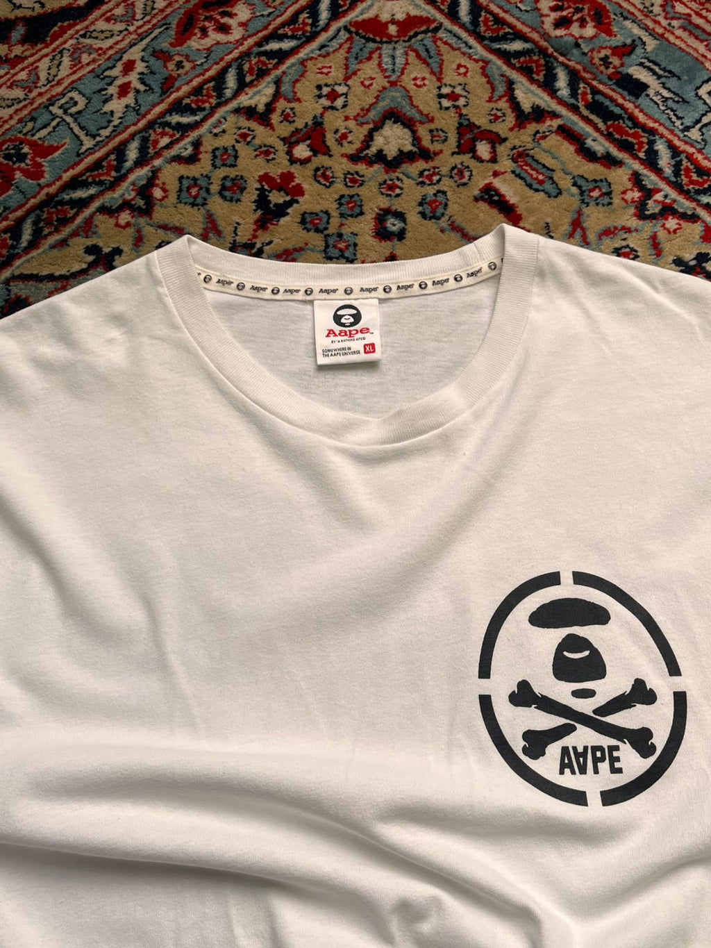 AAPE Universe Crossbones Graphic White TEE