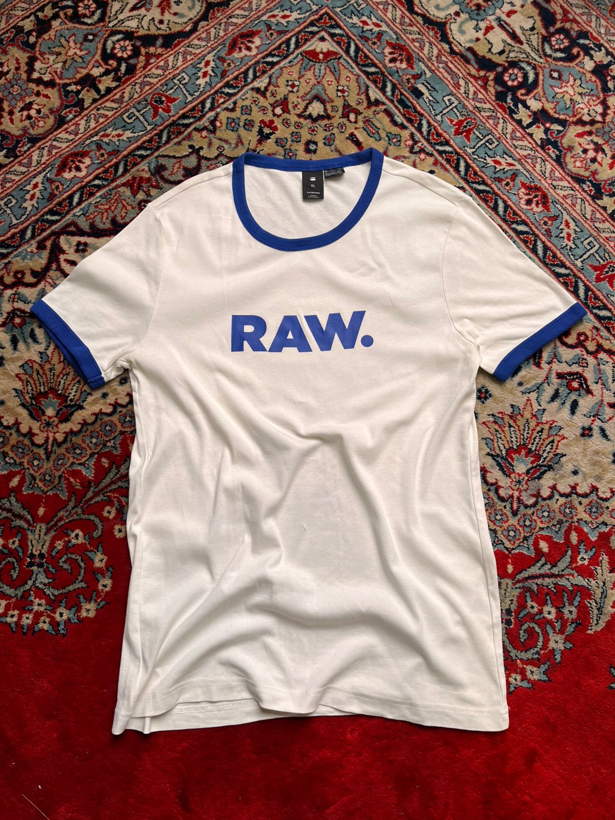 G-Star RAW White Blue Ringer TEE