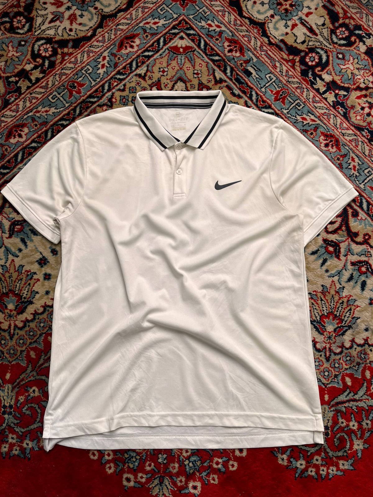 Nike Dri-Fit Performance Golf Tennis Athletic Polo White TEE