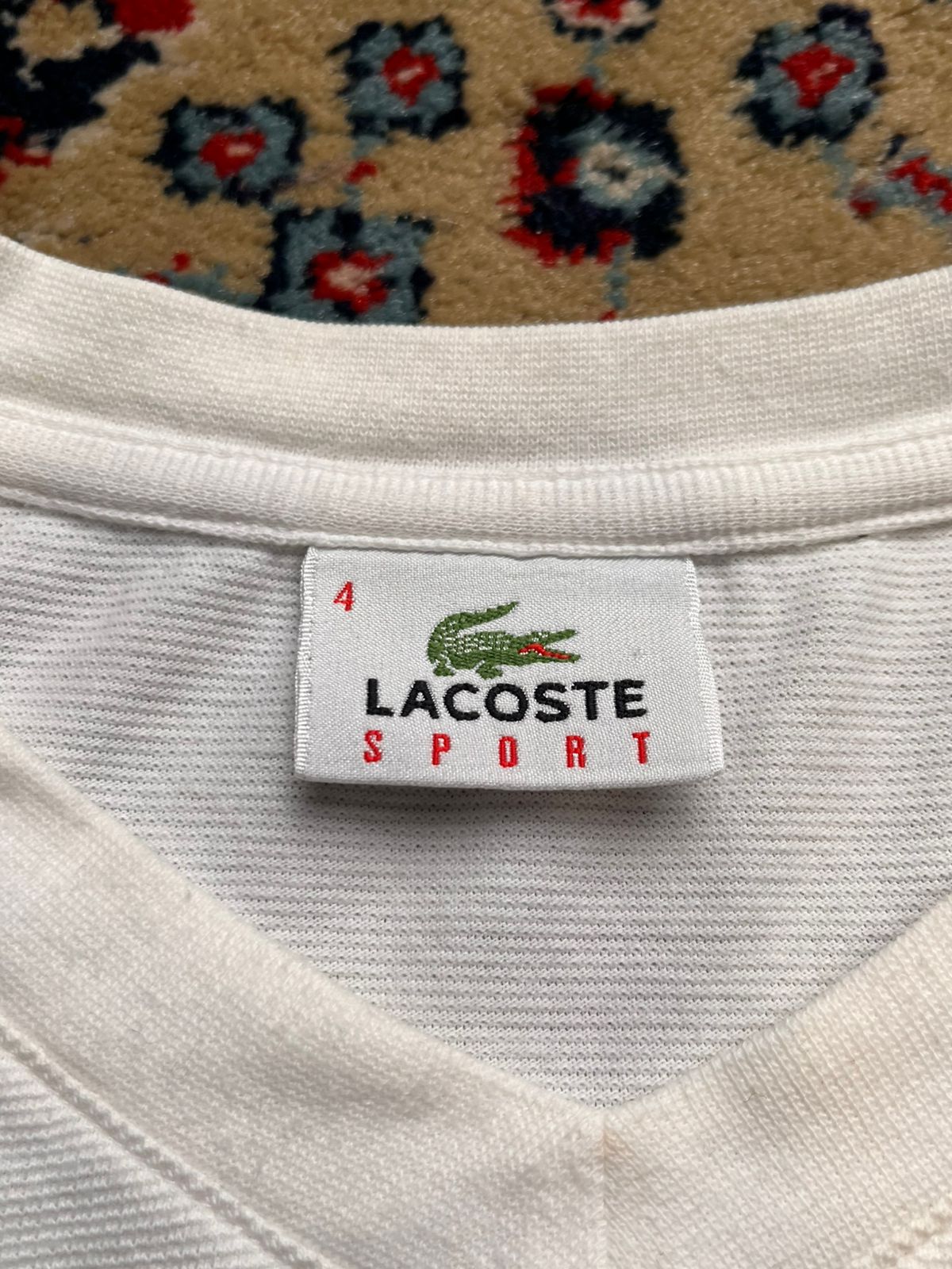 Vintage Lacoste V-Neck Performance Mesh Athletic Cropped TEE