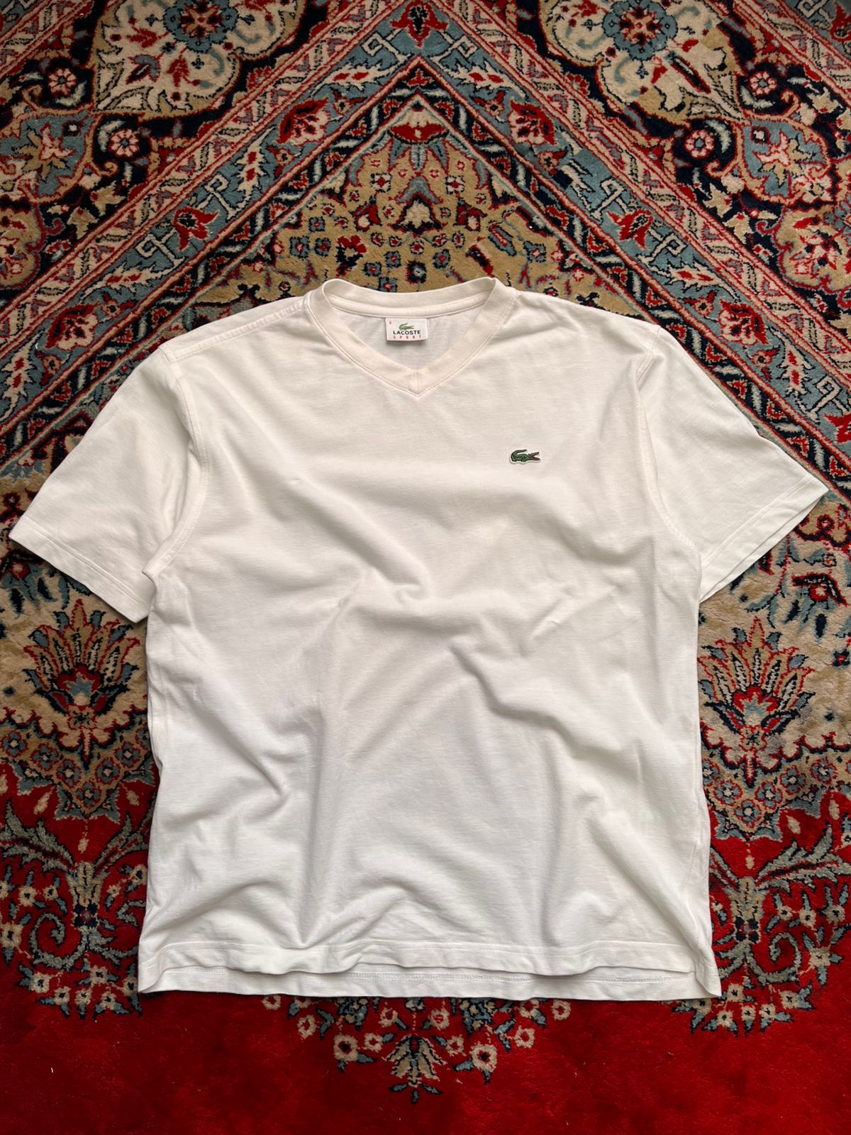 Vintage Lacoste V-Neck Performance Mesh Athletic Cropped TEE