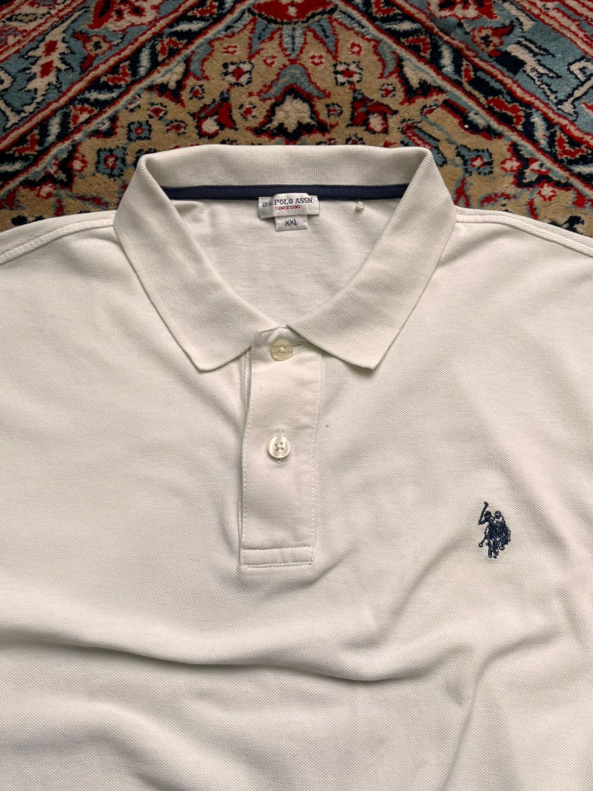 U.S. Polo Assn. Pique Institutional White Polo TEE