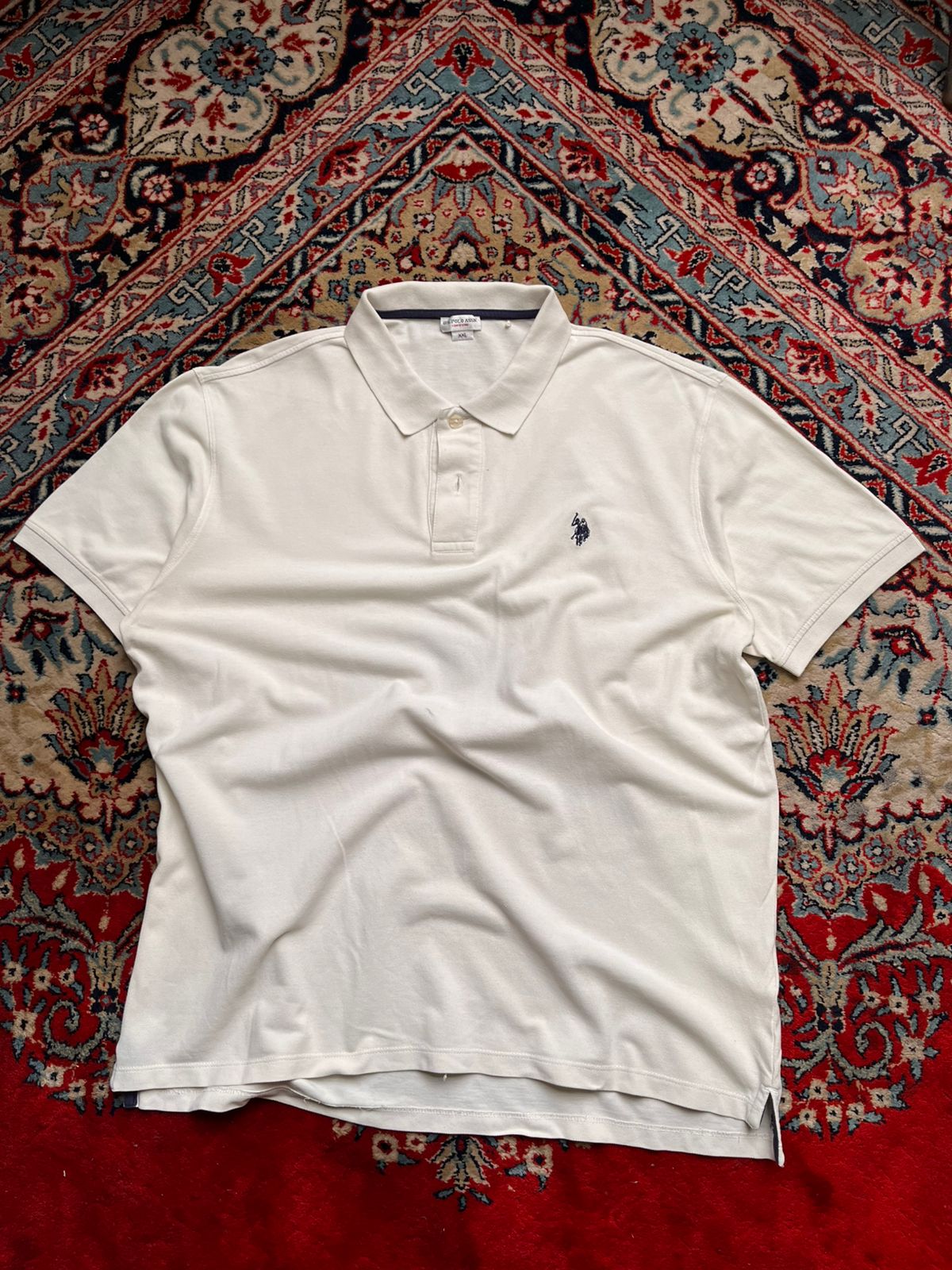 U.S. Polo Assn. Pique Institutional White Polo TEE