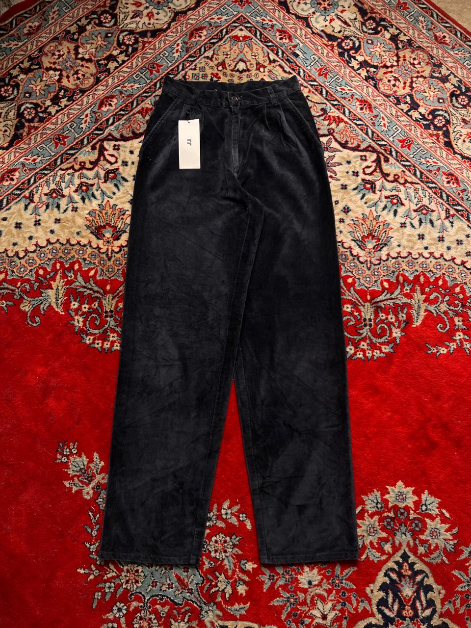 Berto Lucci CorduroY Pleated Front Straight FIT Black Pants - 28