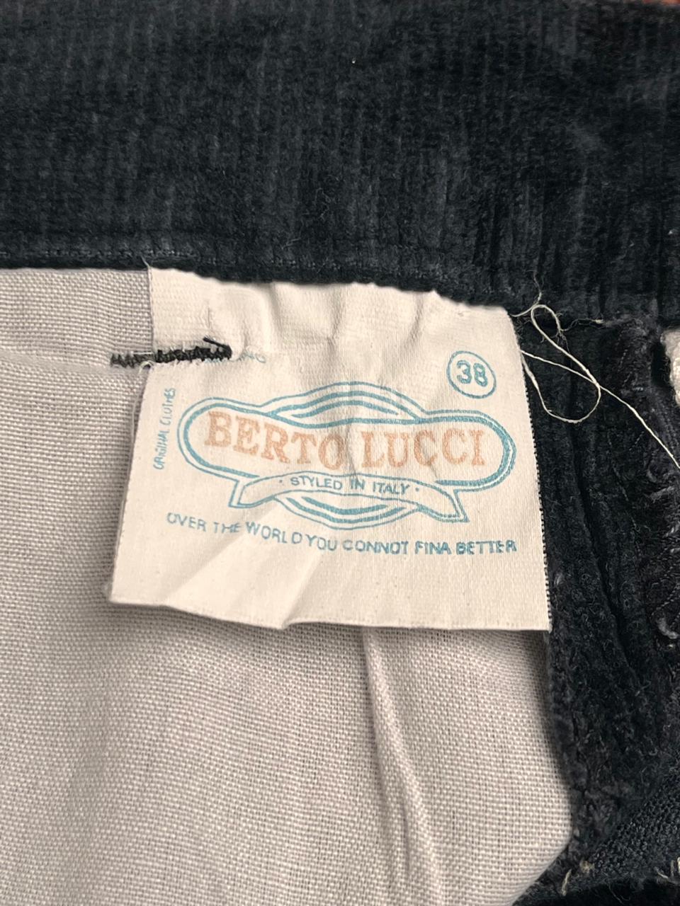 Berto Lucci CorduroY Pleated Front Straight FIT Black Pants - 28