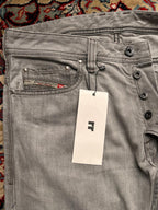 Diesel Safado Straight FIT Grey Distressed NON STRETCH Jeans - 32