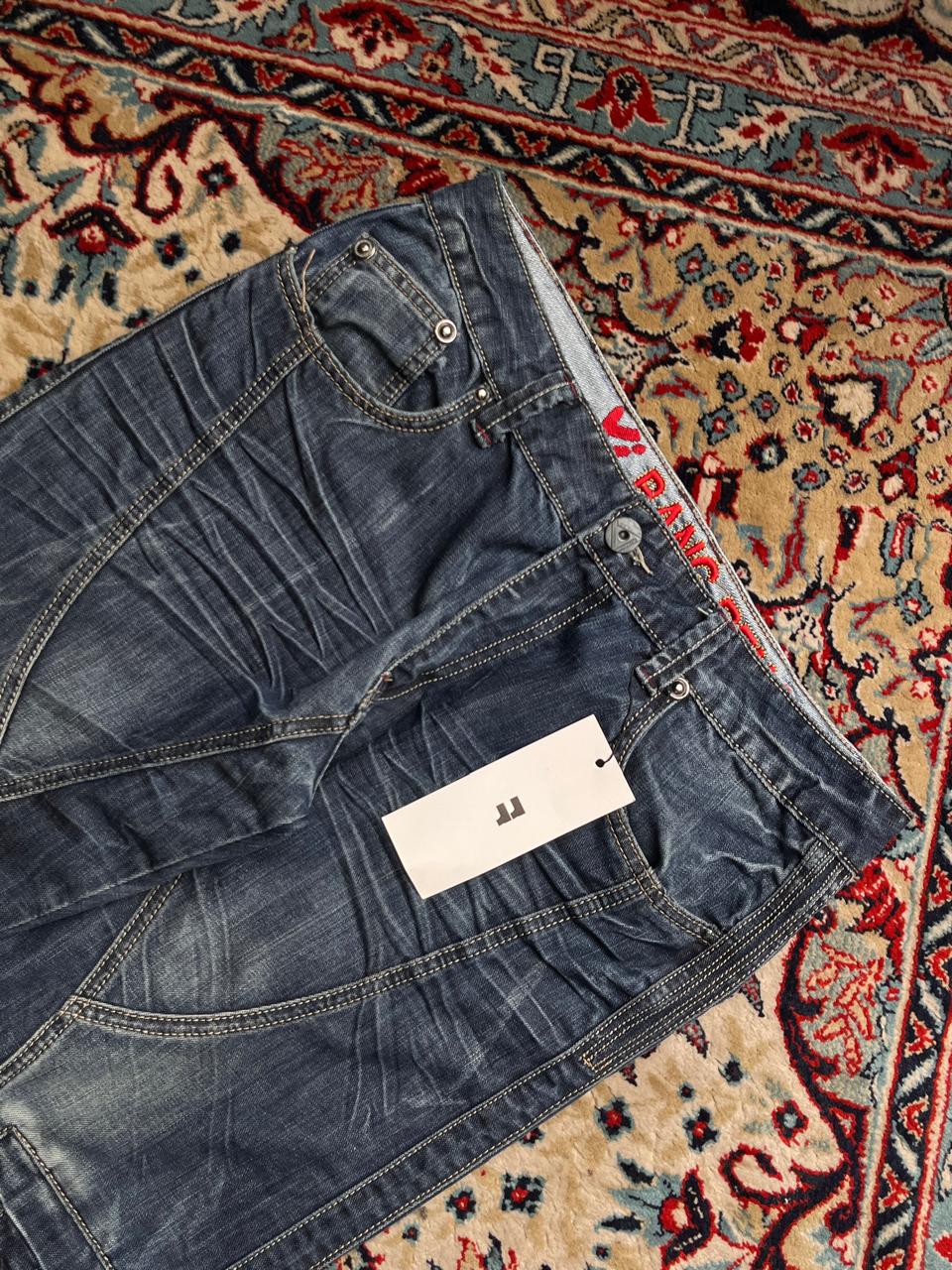 Y Bang Ren Biker Moto Washed Blue Jeans