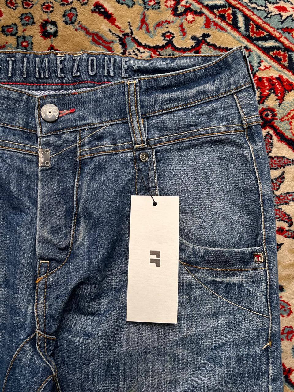 Timezone Blue Faded Washed Straight Fit NON STRETCH JEANS