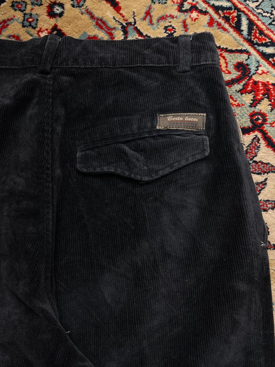 Berto Lucci CorduroY Pleated Front Straight FIT Black Pants - 28