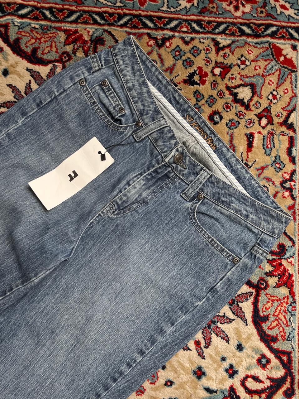 St. John's Bay Boot Cut Washed Blue Cotton Blend Women Jeans