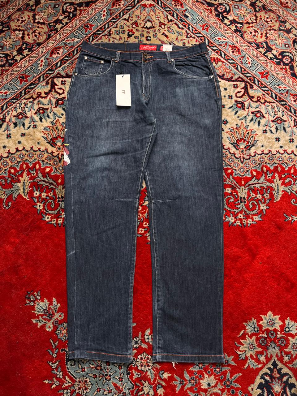 Ed Hardy Blue Denim Eagle American Flag Graphic Y2K NWT Jeans