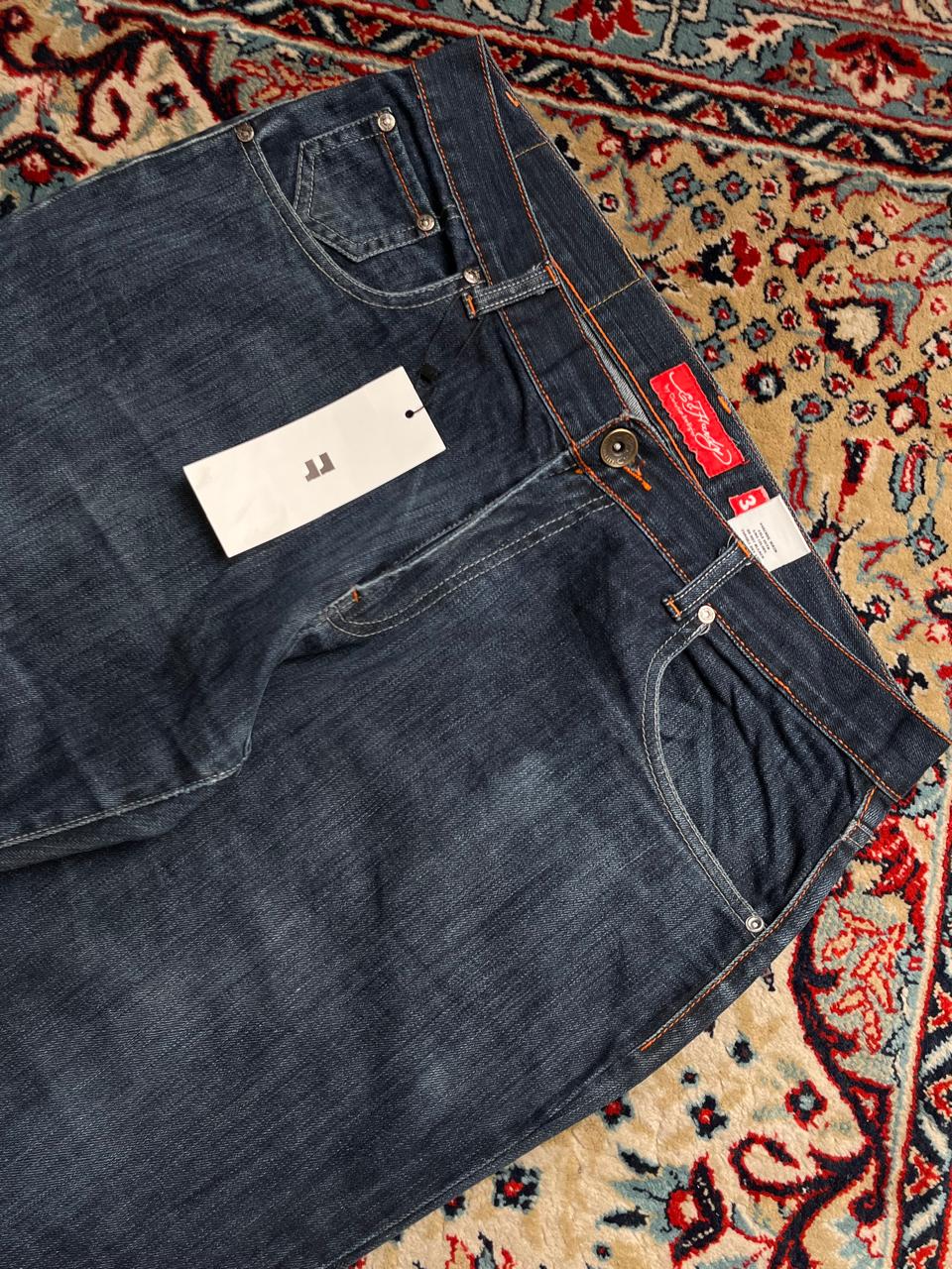 Ed Hardy Blue Denim Eagle American Flag Graphic Y2K NWT Jeans