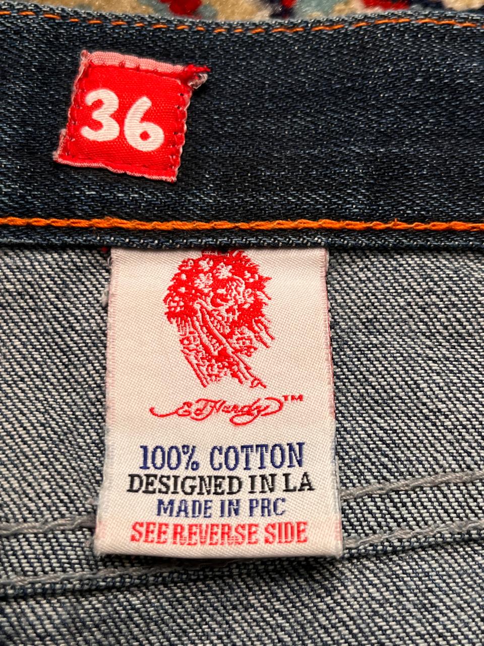 Ed Hardy Blue Denim Eagle American Flag Graphic Y2K NWT Jeans