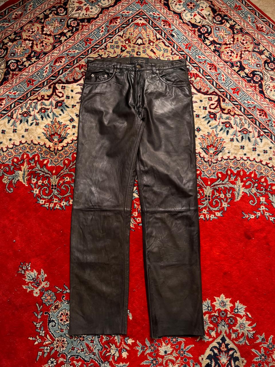 JCC Collection Black Genuine Leather BÜFFEL NUBUK Straight FIT PANTS
