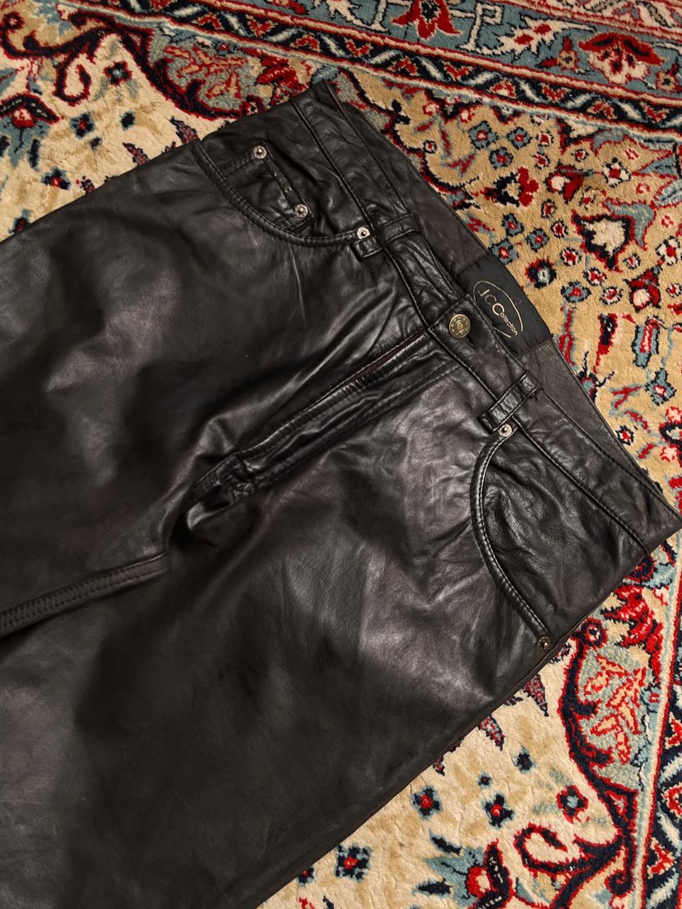 JCC Collection Black Genuine Leather BÜFFEL NUBUK Straight FIT PANTS