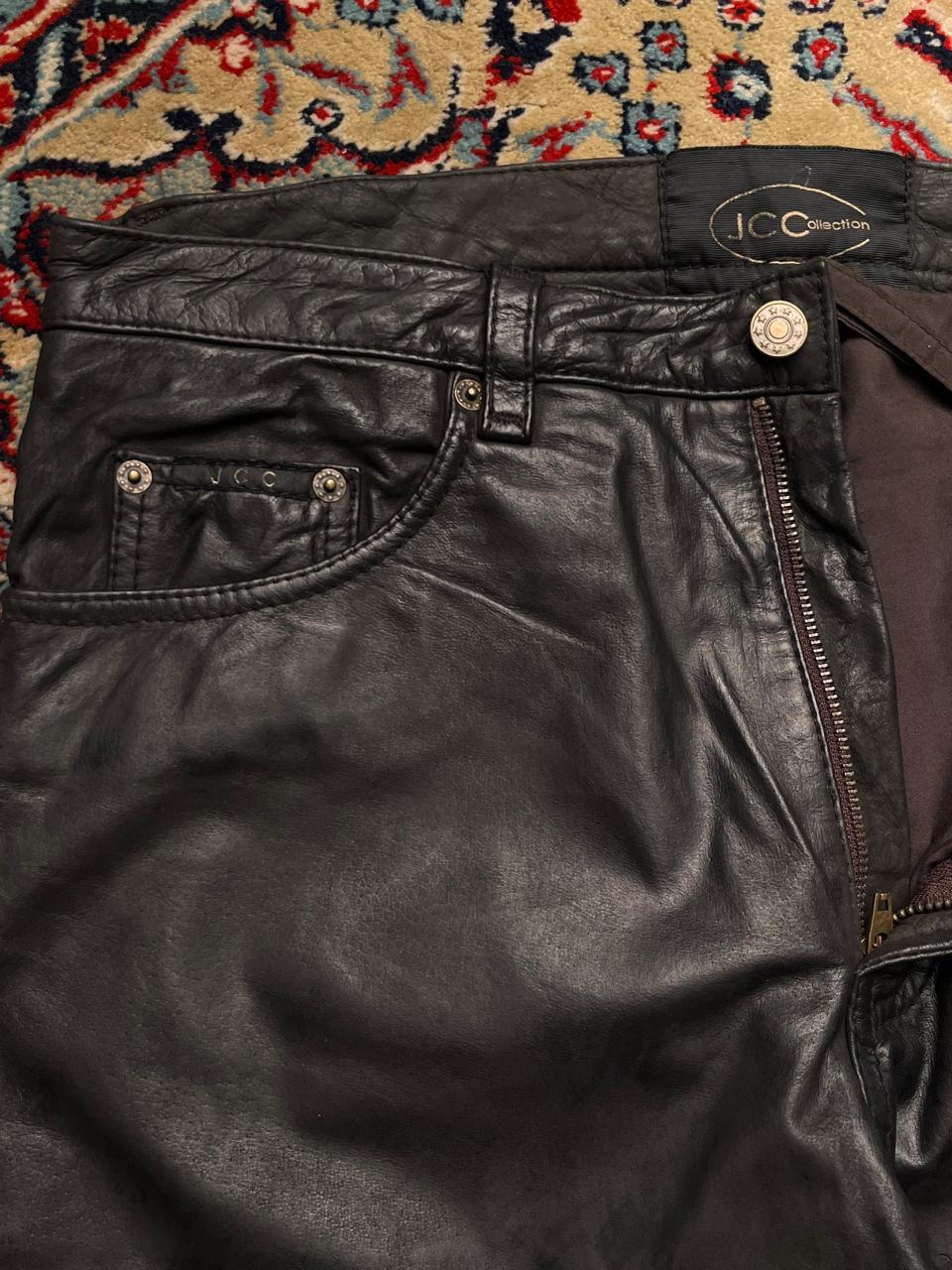 JCC Collection Black Genuine Leather BÜFFEL NUBUK Straight FIT PANTS