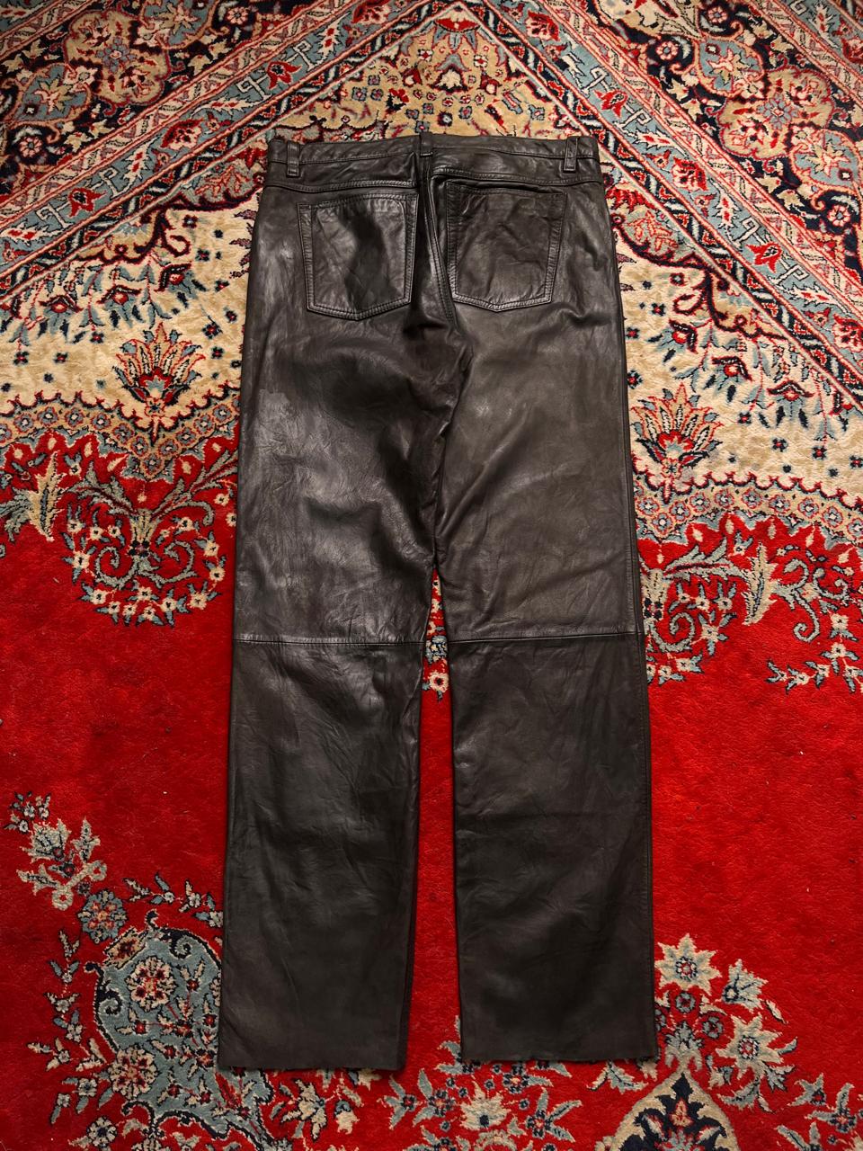 JCC Collection Black Genuine Leather BÜFFEL NUBUK Straight FIT PANTS