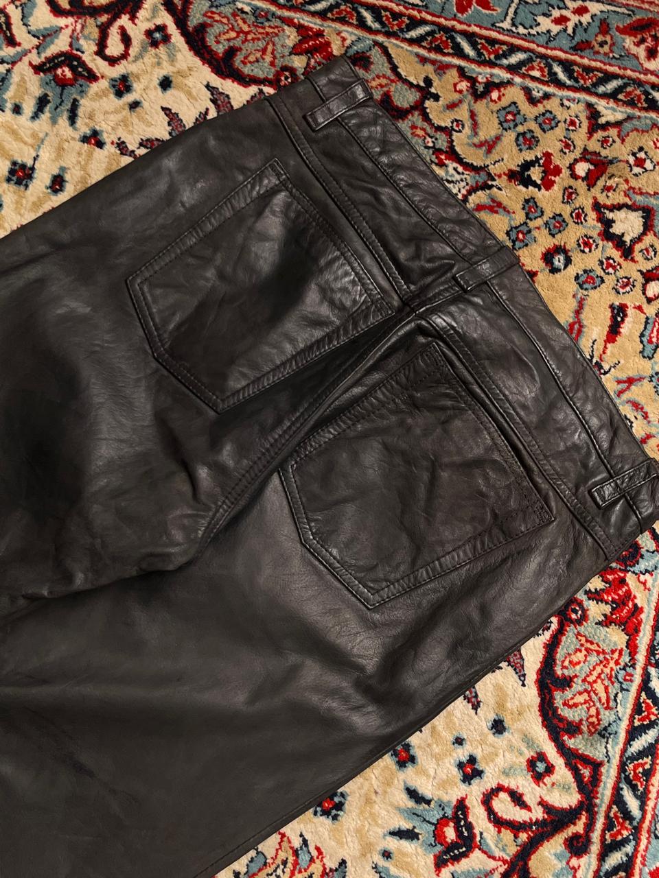 JCC Collection Black Genuine Leather BÜFFEL NUBUK Straight FIT PANTS