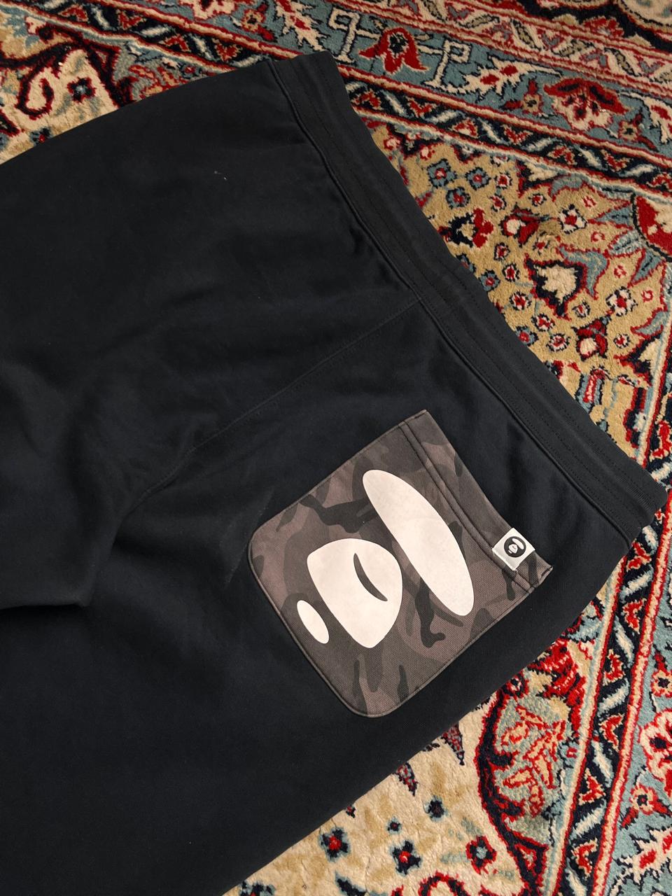 AAPE By A Bathing Ape Black Joggers Graphic Heavyweight Sweatpants