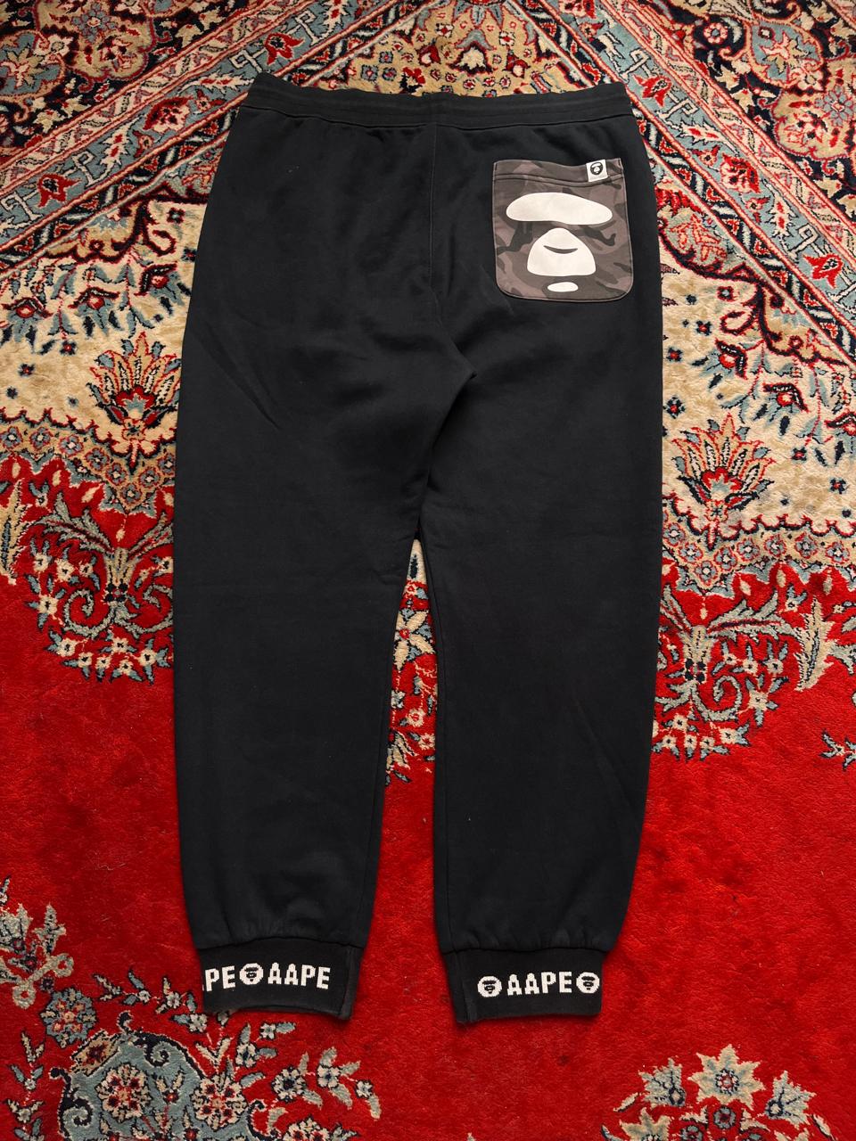 AAPE By A Bathing Ape Black Joggers Graphic Heavyweight Sweatpants