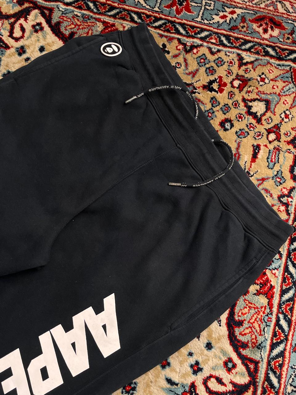 AAPE By A Bathing Ape Black Joggers Graphic Heavyweight Sweatpants