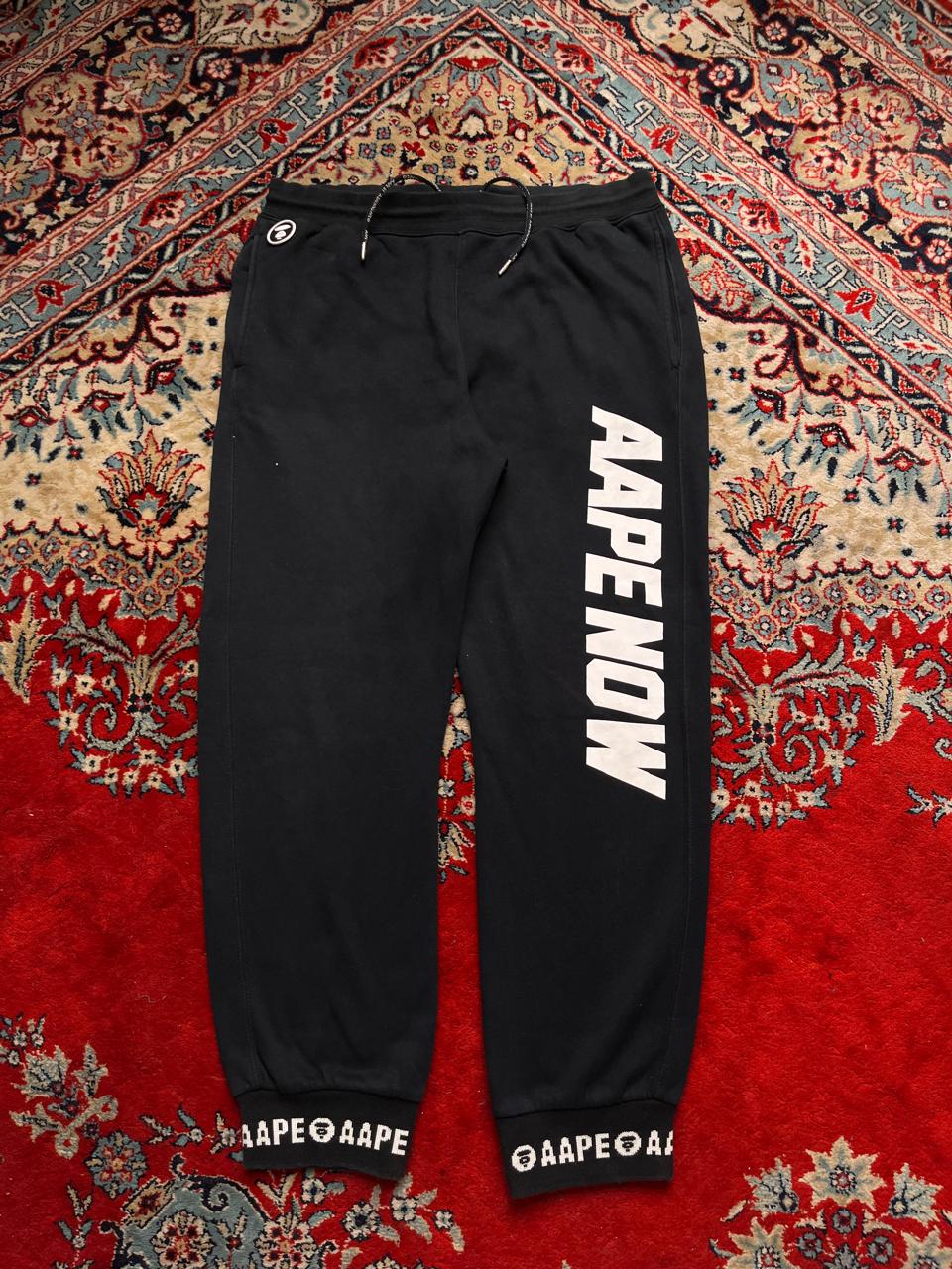 AAPE By A Bathing Ape Black Joggers Graphic Heavyweight Sweatpants