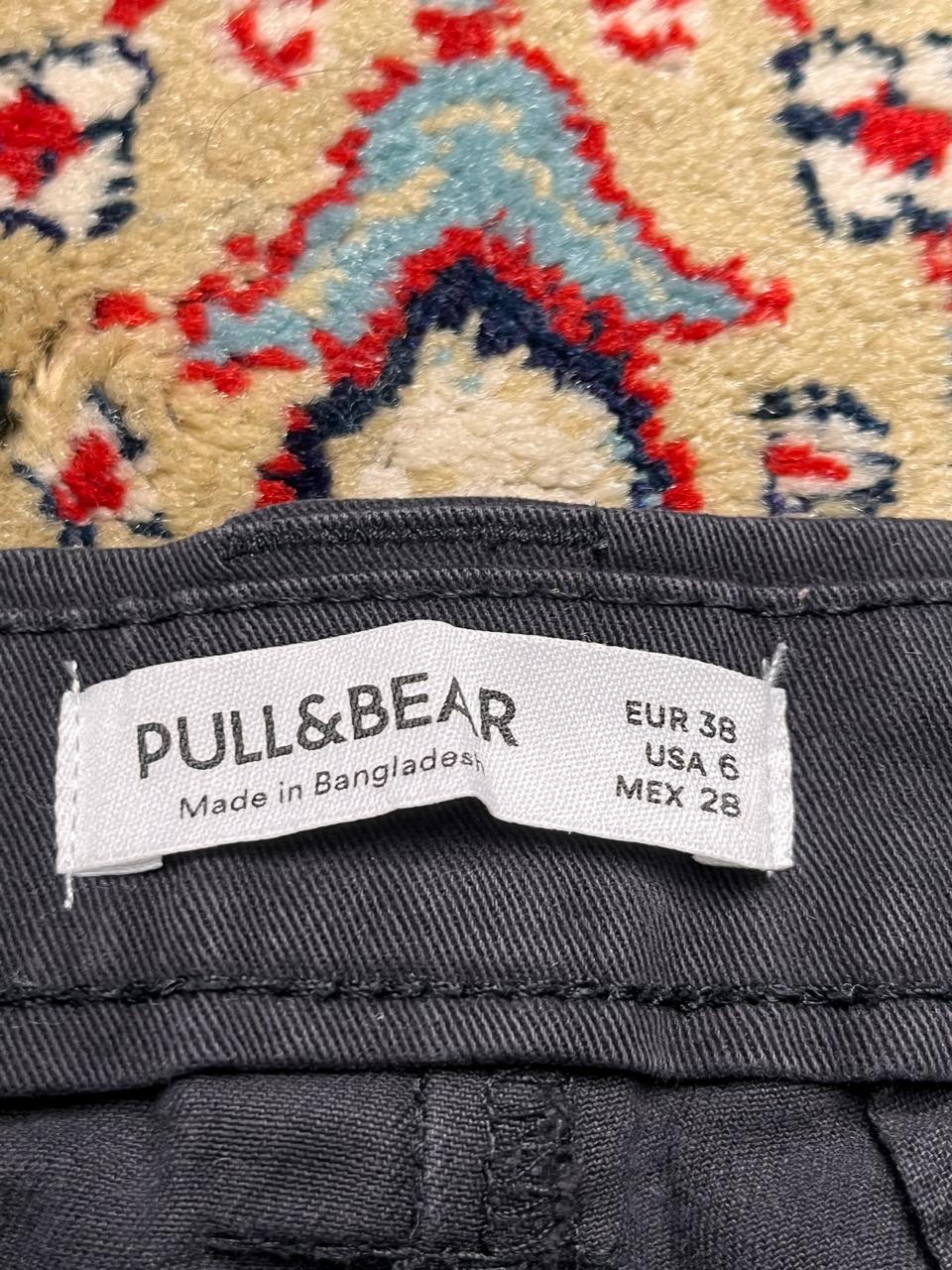 Pull & Bear Black Flat Front Cotton Blend Chinos - 30