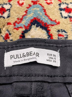 Pull & Bear Black Flat Front Cotton Blend Chinos - 30